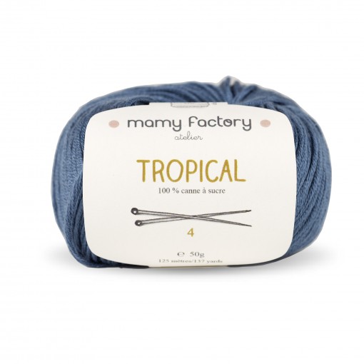 Laine naturelle Tropical - Mamy Factory - Bleu Jean
