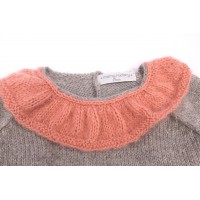 Pierre sweater grey and pink made from alpaca detail