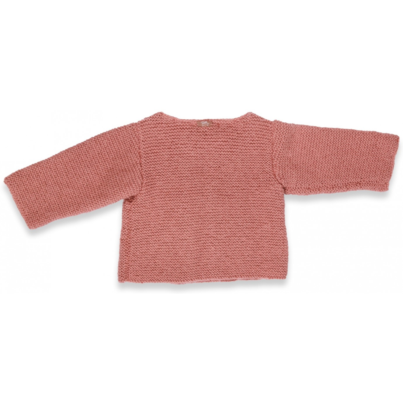 Cagoule Ambre tricot rose poudré 100% laine