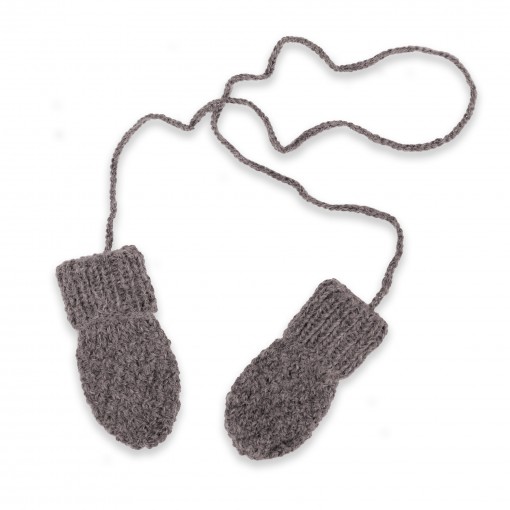 Gants / moufles bébé gris en laine et alpaga tricoté au point de blé