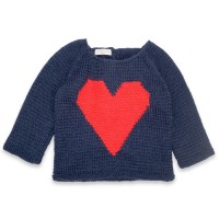 Agénor sweater navy blue with red heart wool alpaca