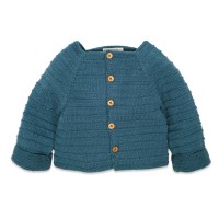 Louis Cardigan for baby - peacock blue - merino wool