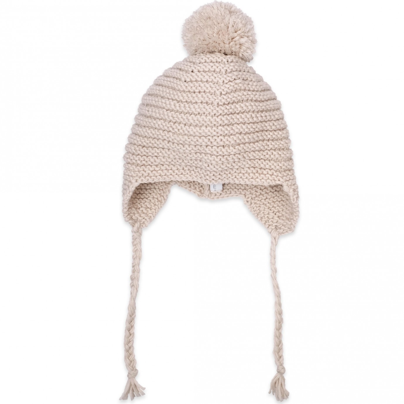 Modele tricot du bonnet enfant couleur sable, style péruvien