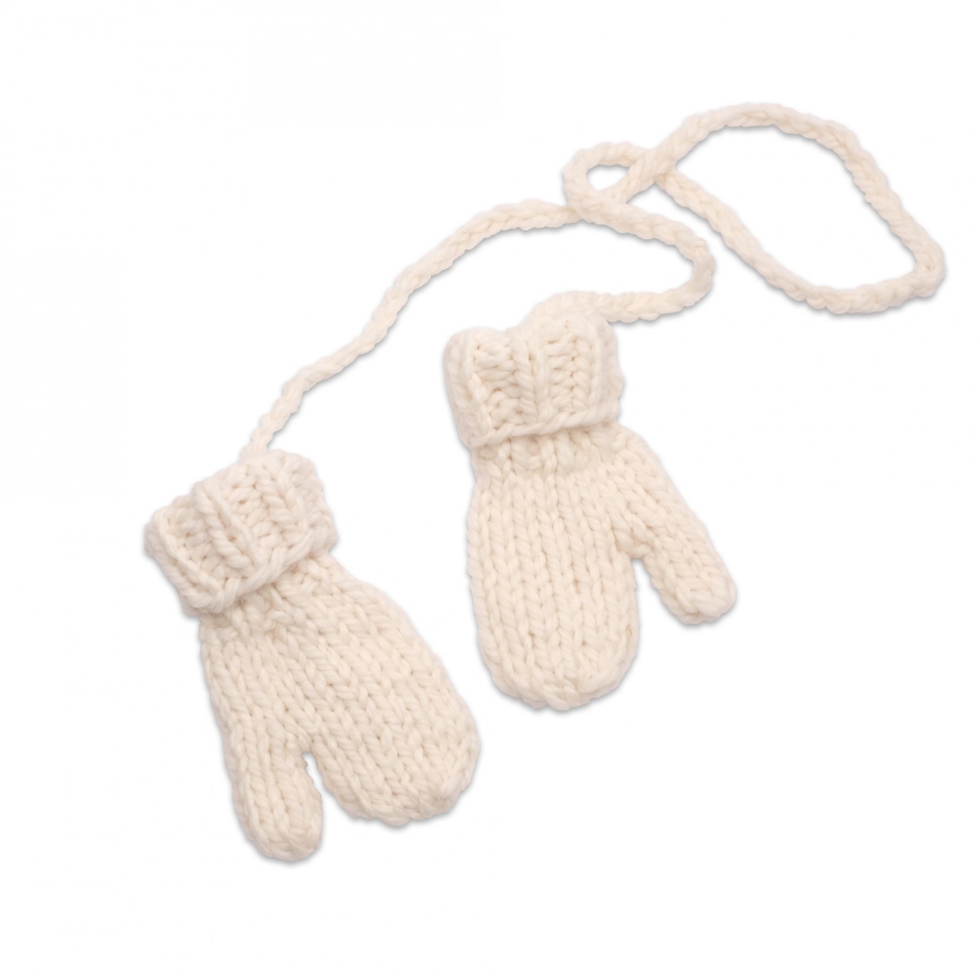 Modele tricot du patron moufles enfant écru en laine tricotées main