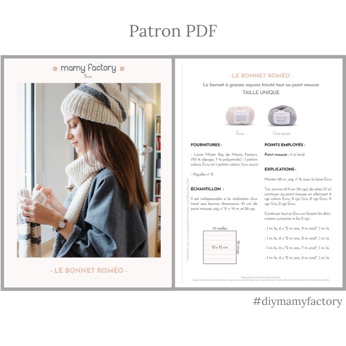 Patron tricot PDF Bonnet Romeo