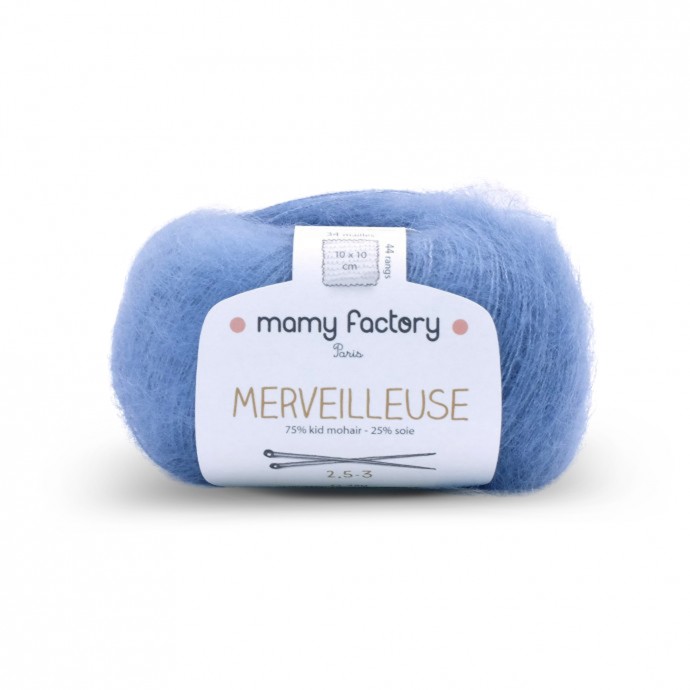 Laine naturelle Merveilleuse - Mamy Factory - Bleu ocean