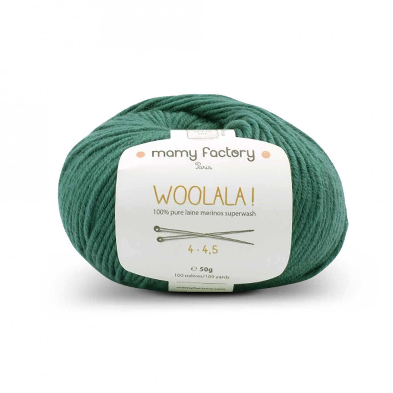 laine mérinos verte à tricoter. 50G/100M - Aiguilles: 4 à 4.5 mm