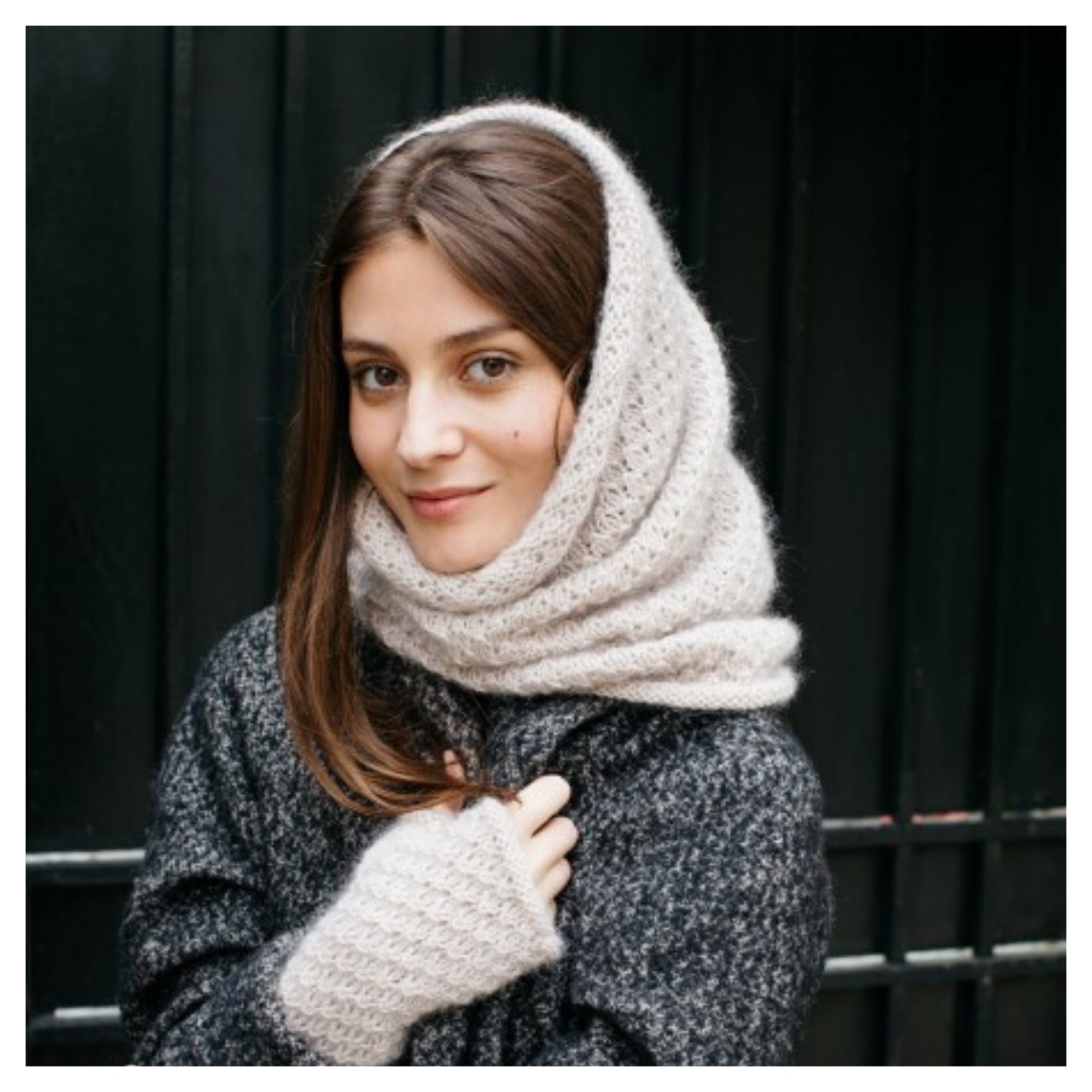 Snood tricoté ecru femme