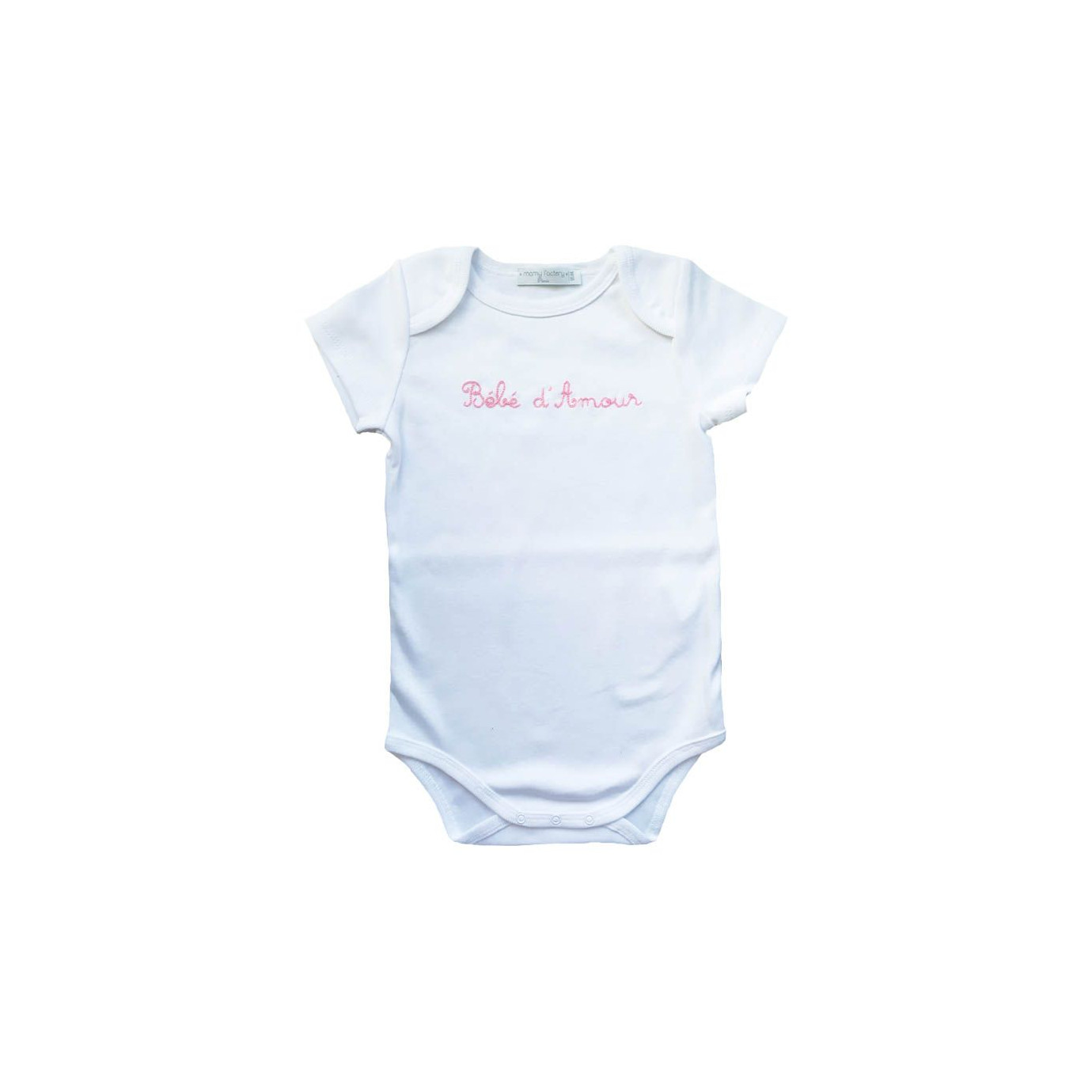 Body personnalise bébé d'amour en coton bio pour bébé broderie main