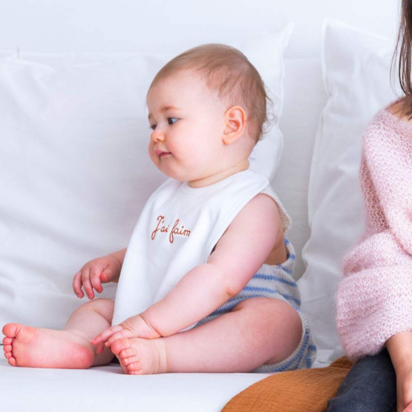 Body personnalise bébé d'amour en coton bio pour bébé broderie main