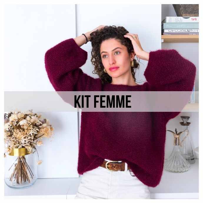 kit tricot cache coeur pour femme en cachemire et mohair